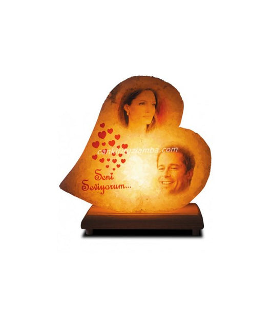 Double Picture Heart Salt Lamp