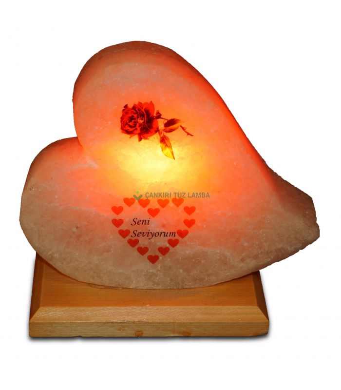 Rosen-Herz-Salzlampe mit Mini-Herzen