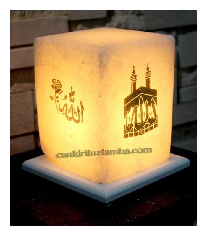 Allah ve Kabe Lafızlı Küp Tuz Lambası 4 Kg