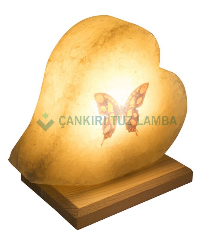 Kelebek Desenli Kalp Tuz Lambası