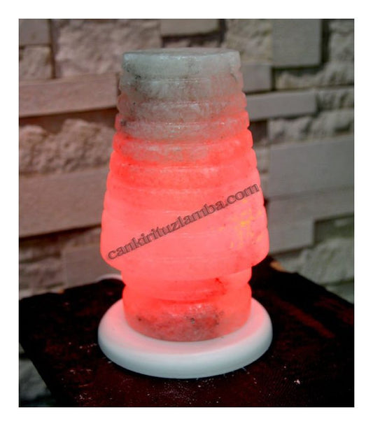 Red Lampshade Salt Lamp – Dual-Visual Model