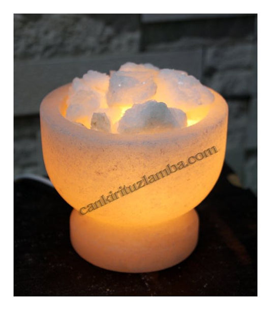 Classic Salt Bowl Lamp – White Salt Chunks