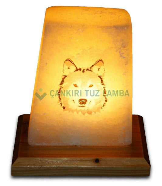 Wolf Figurine Surface-Carved Salt Lamp