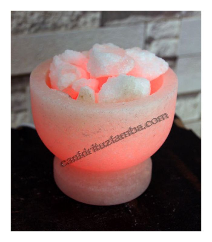 Pembe Işıklı Tuz Çanağı Lambası