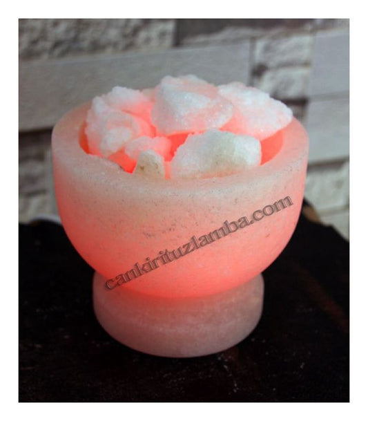 Pembe Işıklı Tuz Çanağı Lambası